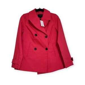 Banana Republic Women S New Rose Red Peacoat Trench Coat Cotton Jacket 105571-00